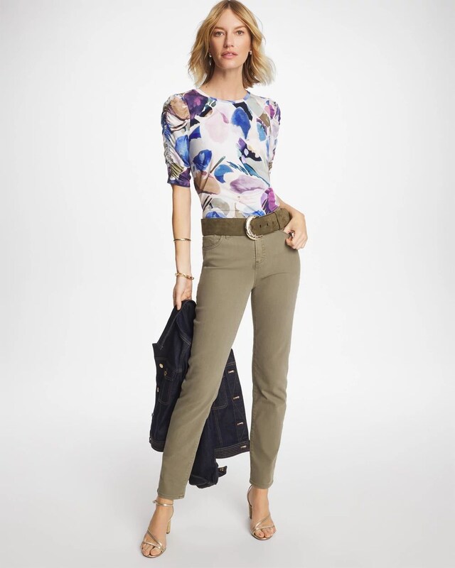 Geo Blur Ruched Sleeve Tee - image 2